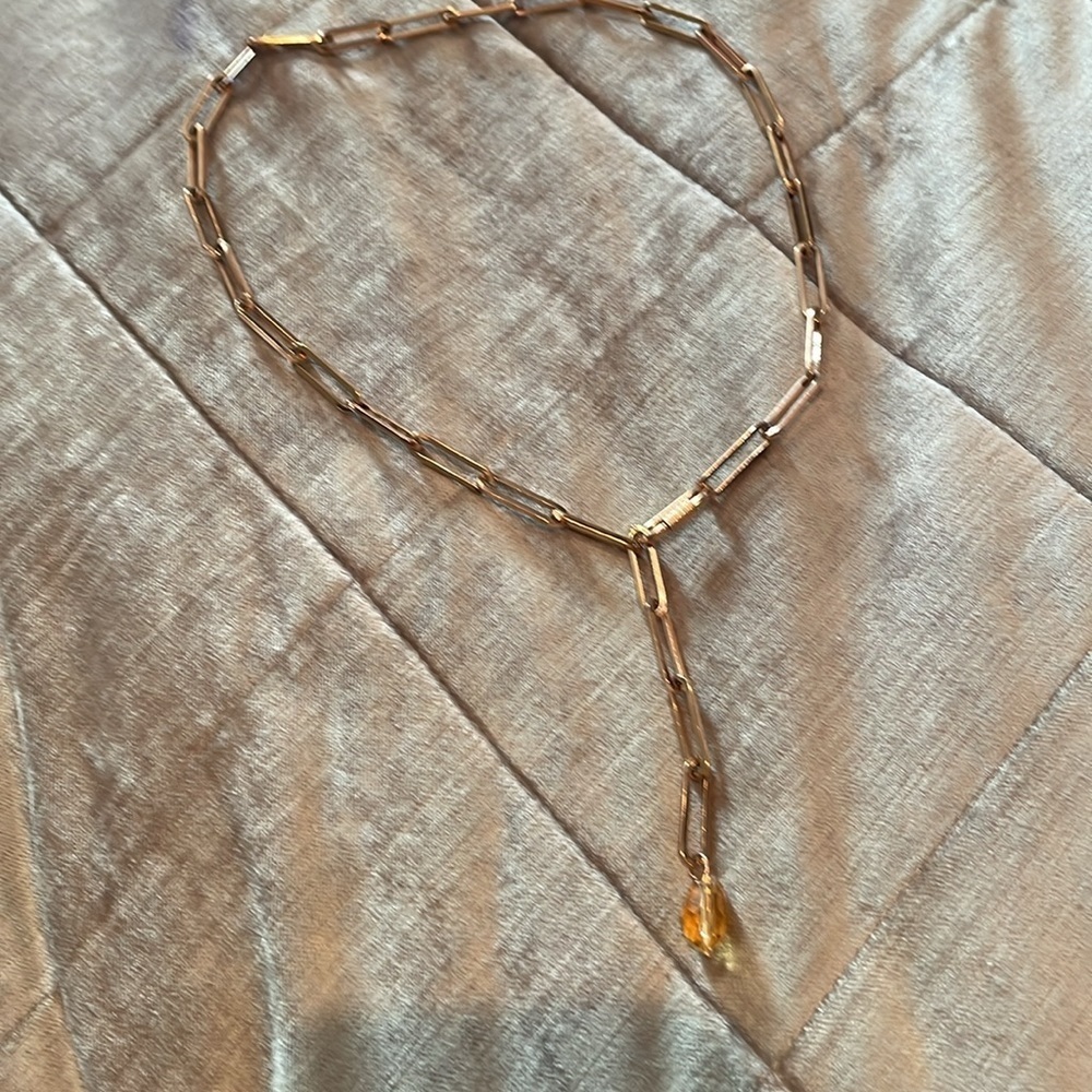 Paperclip Drop Rose Gold Necklace Lariat